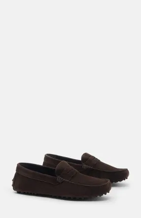 Scarosso Michael Driving Shoes in Dark Brown - Suede at Nordstrom, Size 41.5