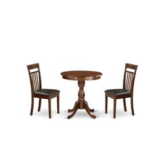 East West Furniture ESCA3-MAH-LC - 3-Pc Kitchen Dining Set - 1 Kitchen Dining Table and 2 Dining Room Chairs (Mahogany Finish)