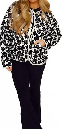 Bibi Daisy Flower Quilted Jacket In Black White
