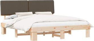 vidaXL Bed Frame with Upholstered Headboard Taupe 180 x 200 cm vidaXL