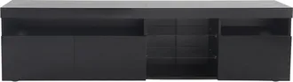 STILVORA Mueble Tv Con 3 Puertas Y Led Multicolor, Estilo Moderno, Frentes Brillo, En Mdf, 180&times;35&times;48 Cm, Negro