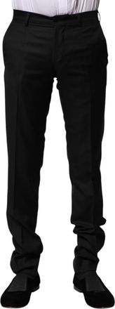 Dolce & Gabbana Black Wool Formal Men Slim Pants Virgin