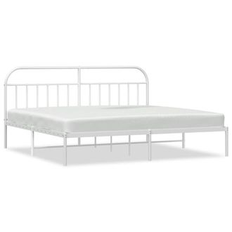 Berkfield Home Metal Bed Frame with Headboard White 200x200 cm