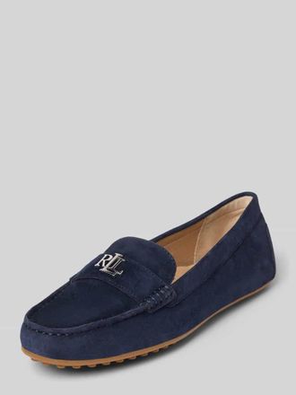 Lauren Ralph Lauren Lederslipper mit Label-Applikation Modell BARNSBURY in Dunkelblau, Gr&ouml;&szlig;e 38,5