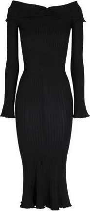8 by YOOX VISCOSE BLEND OFF SHOULDER KNIT MIDI DRESS