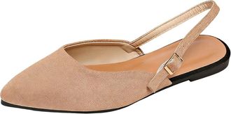 Generic Slingback Shoes for Women Pointed Toe Pumps Solid Color Stylish Elegant Comfortable Breathable Classic Dress Shoes with Buckle Strap Casual Work