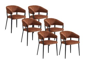Vente-Unique Conjunto de 6 sillas con reposabrazos de tela y metal negro - Terracota - AVRELA