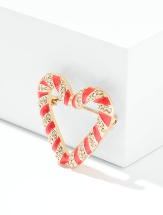 Talbots Candy Cane Heart Brooch - Red/Gold - 001 Talbots