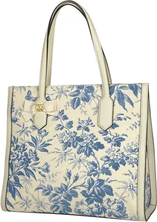 Gucci Gg Canvas Off-White Gg Canvas Leather Handbag Tote Bag (Pre-Owned)