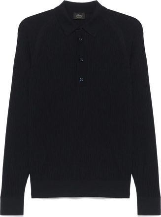 Brioni Polo in maglia a coste - Blu