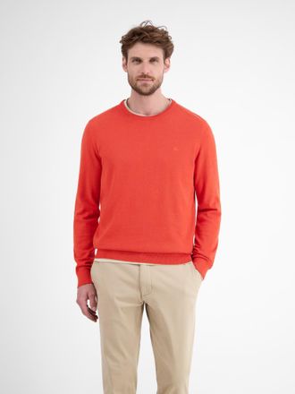 Lerros Strickpullover LERROS LERROS Herren Basic Strickpullover, Herren, Gr. XL, rot (scandinavian rot melange), 100% Baumwolle, Rundhals, Pullover Strickpul