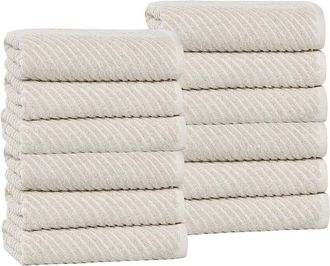 Superior Set Of 12 Amelia Medium Weight Diagonal Stripes Washcloths