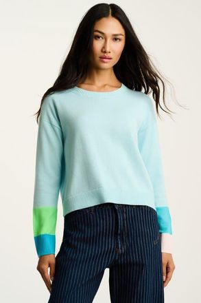 Lisa Todd Block Party Cotton Sweater in Aqua at Nordstrom, Size X-Large