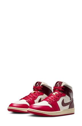 Nike Jordan Air Jordan 1 Mid Sneaker in Sail/Dark Team Red/Hibiscus at Nordstrom, Size 10.5