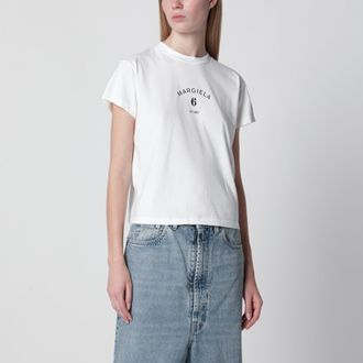 Maison Margiela Off-white cotton jersey T-shirt with numeric embroidery