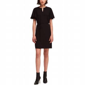 DKNY Flounce Sleeve Keyhole Dress In Black