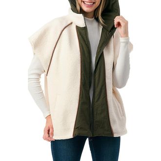 MARCUS ADLER Hooded High Pile Fleece Cardigan in Cream at Nordstrom Rack