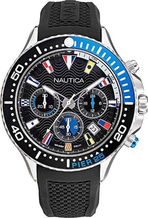 Nautica Pier Chronograph Quartz Black Dial Mens Watch NAPP25F09