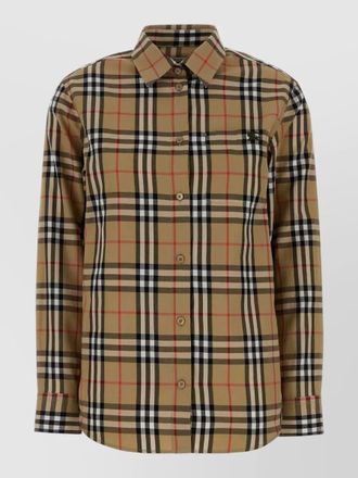 Burberry cotton shirt embroidery collar long sleeves checks