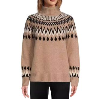 Generic Warehouse Clearance Bargains Sale Winter Jumpers for Women UK Womens Knitted Print Retro Sweater Casual Loose Crewneck Long Sleeve Lightweight Cropped