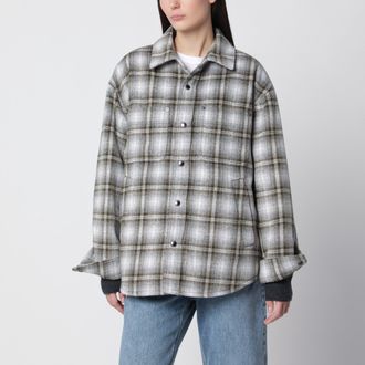 Dunst Khaki check quilted flannel shirt jacket