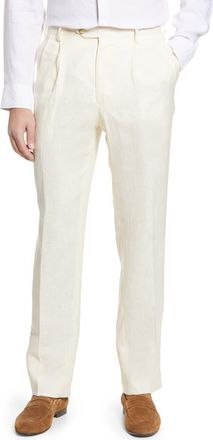 Berle Pleat Front Linen Pants in Stone at Nordstrom, Size 32