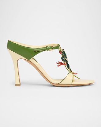 Bottega Veneta Rana Frog Embellished Leather Stiletto Mules