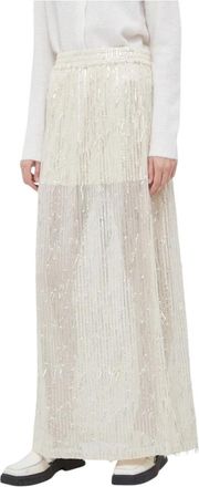 Birgitte Herskind Sequin Embellished Maxi Skirt - Dames - Maxi Rokken - Wit - M - Polyester - Rokken
