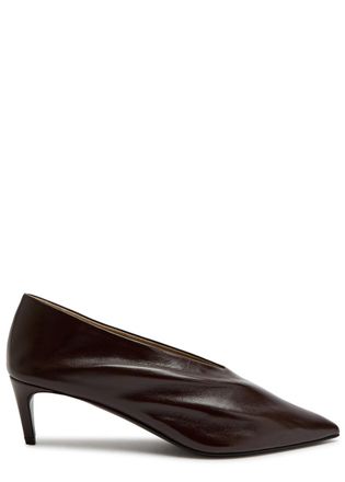 Khaite Miriam 50 Draped Leather Pumps - Brown