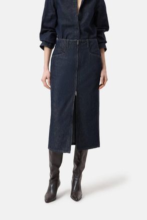 Closed Denim Skirt With Zip In Dark Blue