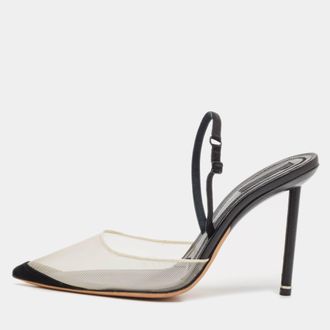 Alexander Wang Black Mesh And Suede Alix Slingback Pumps