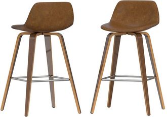 Simpli Home Set Of 2 Randolph Mid Century Modern 28In Bentwood Counter/ Bar Height Stools