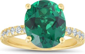 Pompeii3 Emerald & Diamond 3/8 ct Ring 14k Yellow Gold Lab Grown