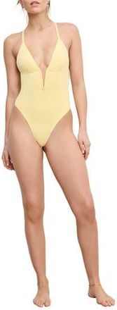 Good American Plunge One-Piece Swimsuit in Lemon003 at Nordstrom Rack, Size X-Small