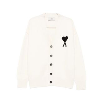Ami Ami De Coeur Monogram Wool Cardigan