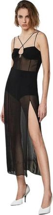 Patrizia Pepe Viscose Casual Jurk met Riem - Dames - Casual kleedjes - Zwart - XL - Kleedjes