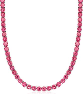 Ross-Simons Pink Topaz Tennis Necklace in Sterling Silver