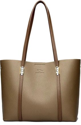 Generic Compatible For Soft Leather Classic Women Handbags Shopping Bag Brand Large Capacity Womens Shoulder(Dark Khaki)