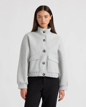 NVLT Womens Funnel Neck Felt Jacket