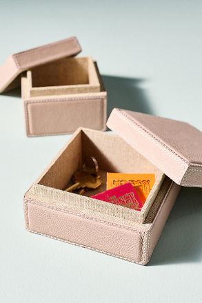 Anthropologie ASBY Full Grain Leather Box, Set of 2