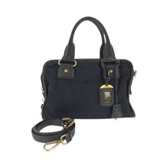 Prada Pre-owned Handbags, female, Black, Size: ONE SIZE Pre-owned Nylon Leather 2way Bag