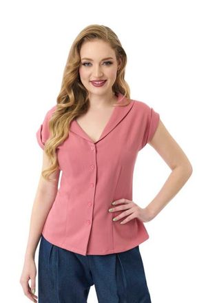 Unique Vintage 1960s Twill Sleeveless Blouse in Dark Rose at Nordstrom, Size X-Large Short