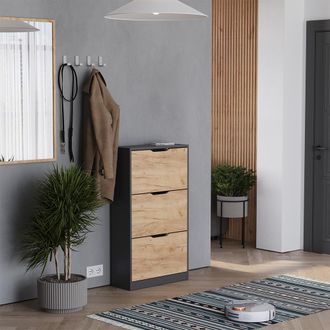 Vicco Luca, Antracita/roble Dorado, 22 X 105 Cm Con 3 Compartimentos Vicco