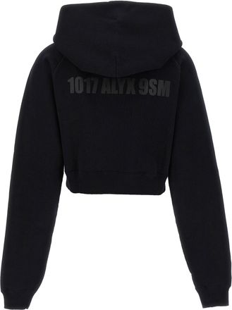 Alyx Logo-Print Cropped Hoodie - Black