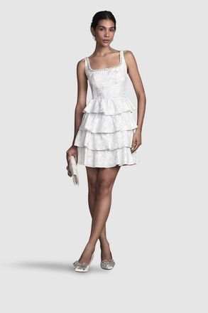 Coast Ruffle Hem Mini Wedding Dress in Ivory at Nordstrom, Size 12