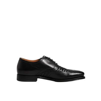 Dolce & Gabbana Zwarte Weave Detail Oxford Schoenen Mv 6650 - Heren - Nette schoenen - Zwart - 40 EU - Leer - Schoenen