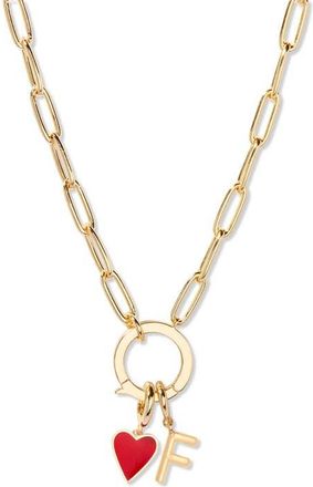 Brook & York Cameron Initial Heart Charm Necklace in Gold F at Nordstrom