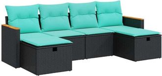 vidaXL Set De Sof&aacute;s De Jard&iacute;n 6 Piezas Y Cojines Rat&aacute;n Sint&eacute;tico Negro Vidaxl