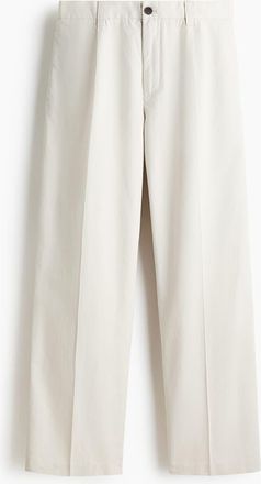 H&M Relaxed Fit Cotton And Lyocell Tailored Trousers in Light Beige at Nordstrom, Size 30