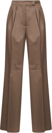 Max Mara Tailored Broeken - Dames - Wijde Broeken - Bruin - L - Wol - Broeken